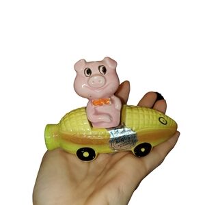 Vintage Pig , Corn Cob Car Salt And Pepper Set